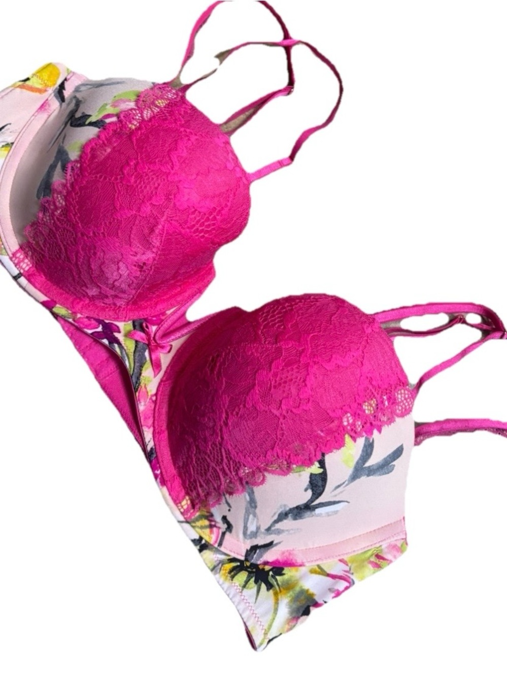 🩷Cacique Lane Bryant Strapless Balconette Bra Hot Pink 40D Luxe Lace Chic - Picture 2 of 7